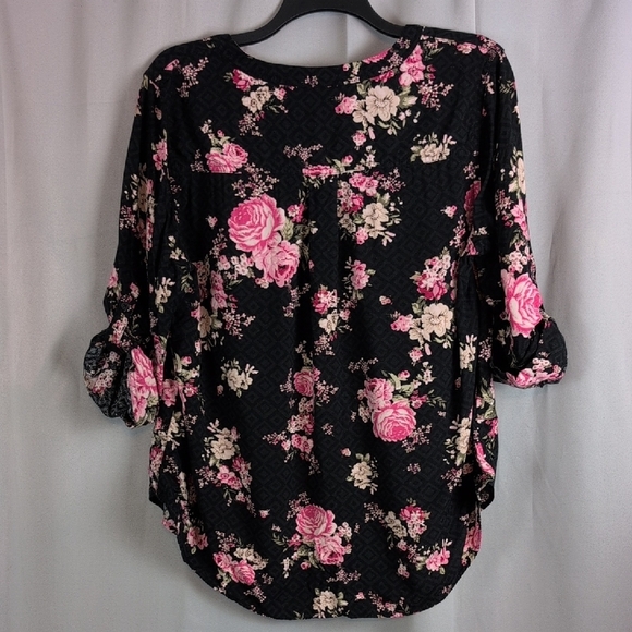 Floral Black and Pink Women's Top - Picture 2 of 6